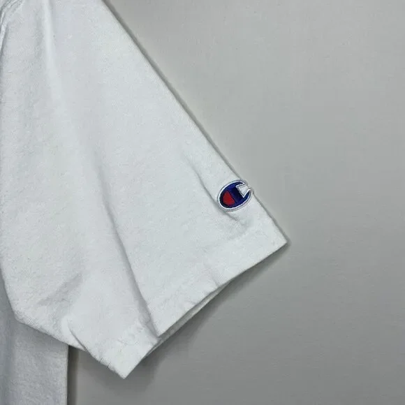 CHAMPION Mens White Big-C T-Shirt Small S Green Camouflage Logo - Picture 5 of 7